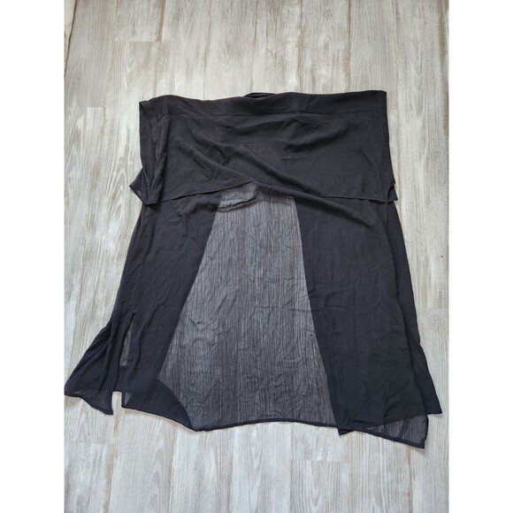 Steve Madden Gauze Mid Length Kimono Cover-up Black Collared Sheer OS EUC - Picture 8 of 8